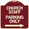 Signmission Church Staff Parking W/ Right Arrow Heavy-Gauge Aluminum Sign, 18" x 18", BU-1818-24258 A-DES-BU-1818-24258 - alternate 1